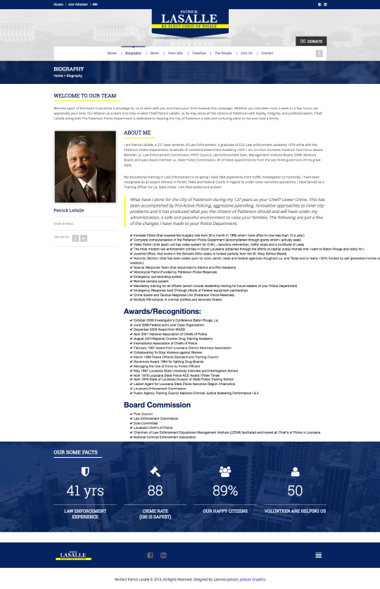 about page on chief of police website